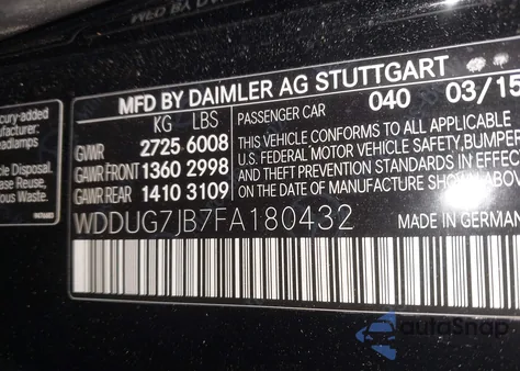 2015 Mercedes-Benz S 63 Amg 4Matic z USA, uszkodzony, nr VIN WDDUG7JB7FA180432